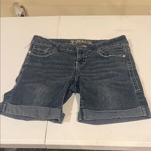 Dark Wash Cuffed Jean Shorts